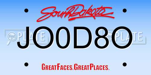 JO0D8O South Dakota License Plate