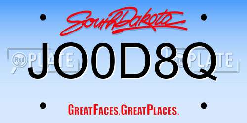 JO0D8Q South Dakota License Plate