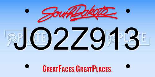 JO2Z913 South Dakota License Plate