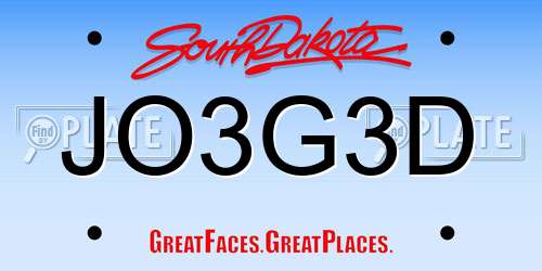 JO3G3D South Dakota License Plate