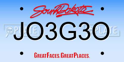 JO3G3O South Dakota License Plate