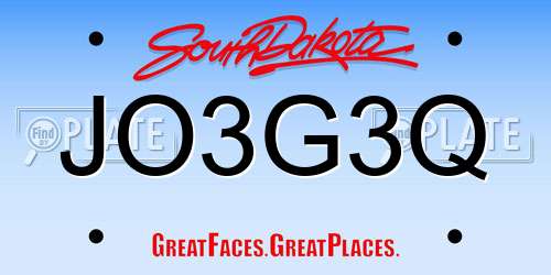 JO3G3Q South Dakota License Plate