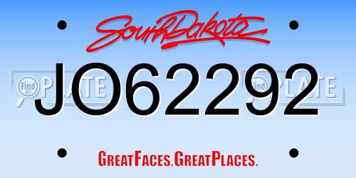 JO62292 South Dakota License Plate