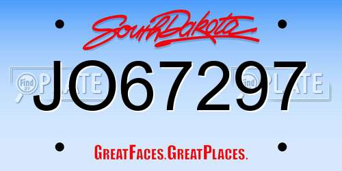 JO67297 South Dakota License Plate