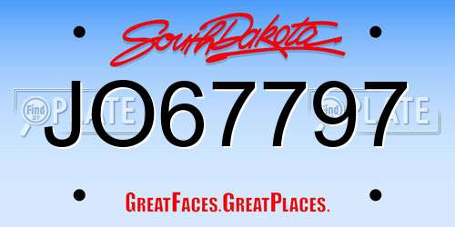 JO67797 South Dakota License Plate