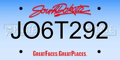 JO6T292 South Dakota License Plate