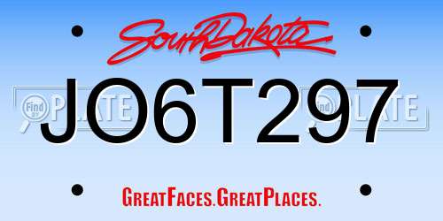 JO6T297 South Dakota License Plate