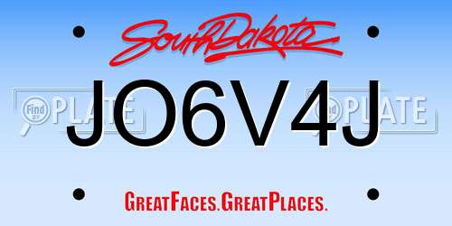 JO6V4J South Dakota License Plate