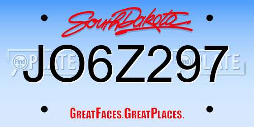 JO6Z297 South Dakota License Plate