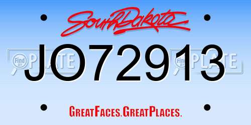 JO72913 South Dakota License Plate