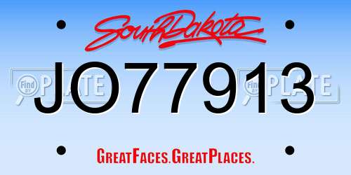 JO77913 South Dakota License Plate