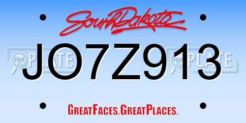 JO7Z913 South Dakota License Plate