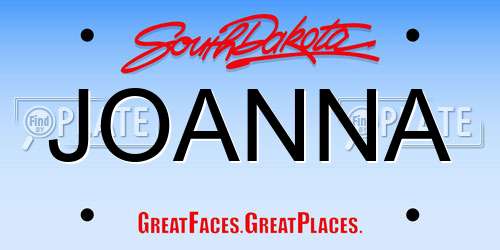 JOANNA South Dakota License Plate