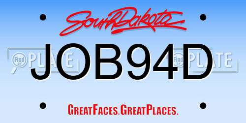 JOB94D South Dakota License Plate