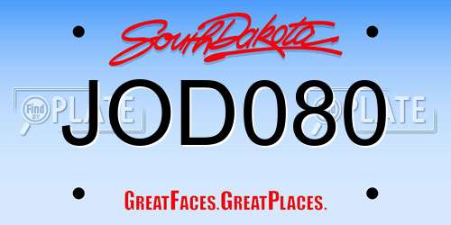 JOD080 South Dakota License Plate