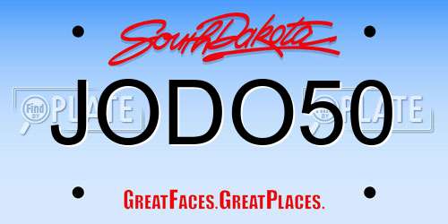 JODO50 South Dakota License Plate