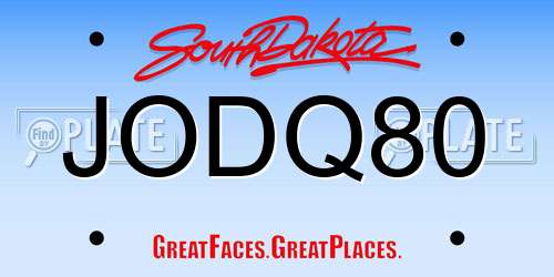 JODQ80 South Dakota License Plate