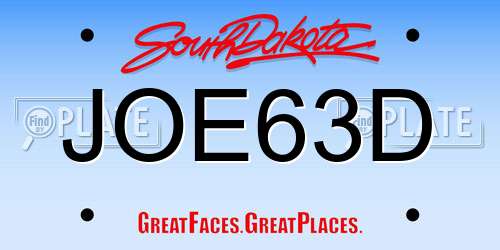 JOE63D South Dakota License Plate