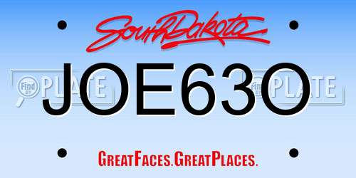 JOE63O South Dakota License Plate
