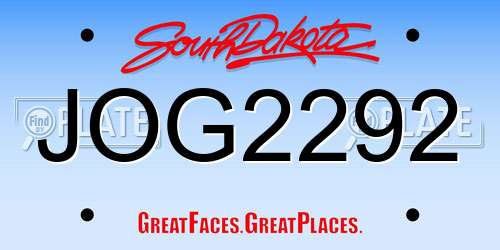 JOG2292 South Dakota License Plate