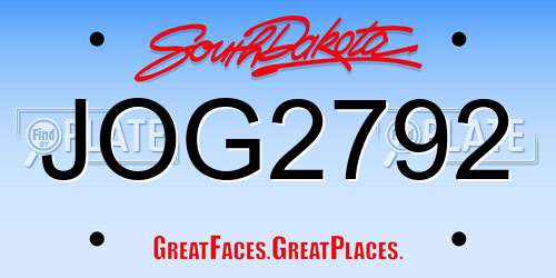 JOG2792 South Dakota License Plate