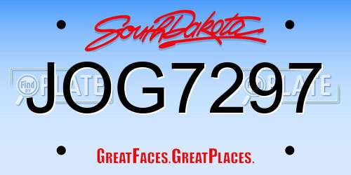 JOG7297 South Dakota License Plate