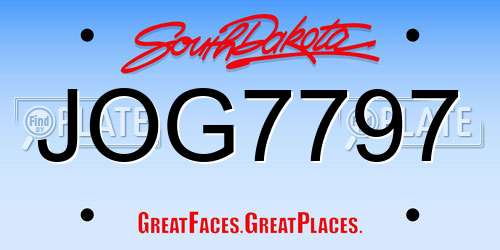 JOG7797 South Dakota License Plate