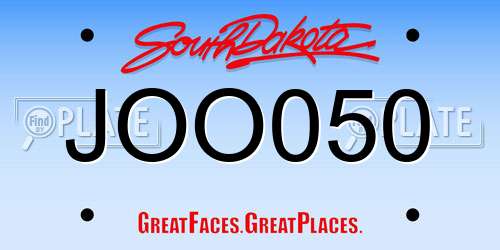 JOO050 South Dakota License Plate