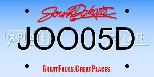 JOO05D South Dakota License Plate