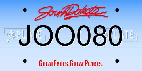 JOO080 South Dakota License Plate