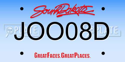 JOO08D South Dakota License Plate
