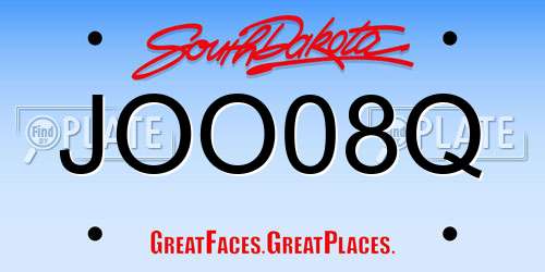 JOO08Q South Dakota License Plate