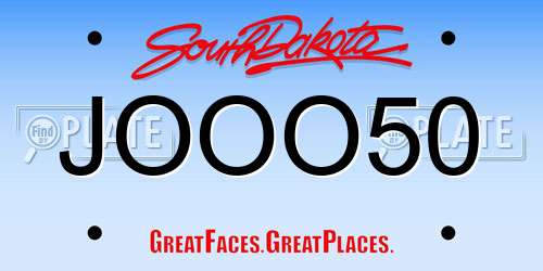 JOOO50 South Dakota License Plate