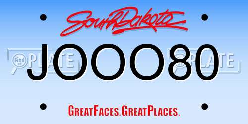JOOO80 South Dakota License Plate