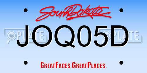 JOQ05D South Dakota License Plate