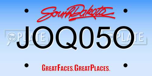 JOQ05O South Dakota License Plate