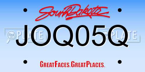 JOQ05Q South Dakota License Plate