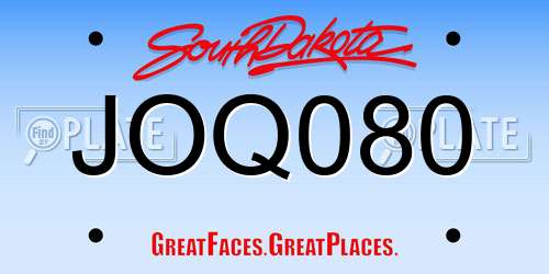 JOQ080 South Dakota License Plate