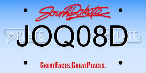 JOQ08D South Dakota License Plate