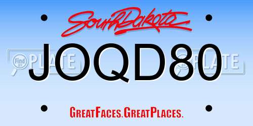 JOQD80 South Dakota License Plate