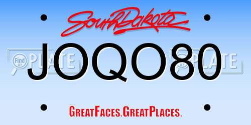 JOQO80 South Dakota License Plate