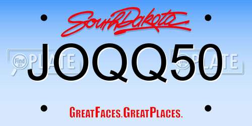 JOQQ50 South Dakota License Plate