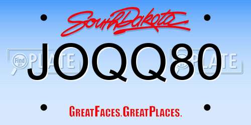 JOQQ80 South Dakota License Plate