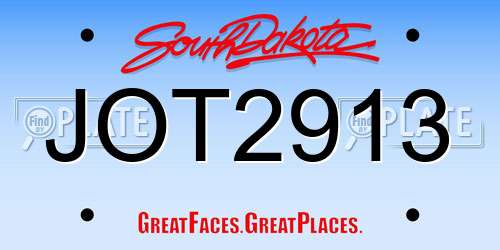 JOT2913 South Dakota License Plate
