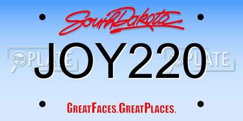 JOY220 South Dakota License Plate