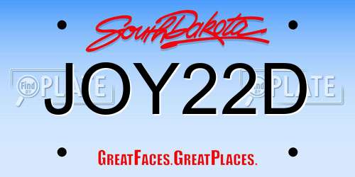 JOY22D South Dakota License Plate
