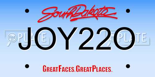 JOY22O South Dakota License Plate