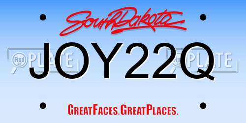 JOY22Q South Dakota License Plate