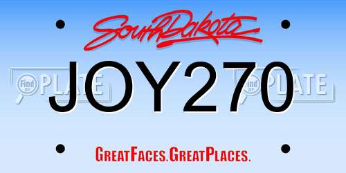 JOY270 South Dakota License Plate
