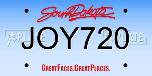 JOY720 South Dakota License Plate